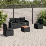 Set mobilier de grădină cu perne, 6 piese, negru, poliratan GartenMobel Dekor
