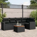Set mobilier de grădină cu perne, 6 piese, negru, poliratan GartenMobel Dekor