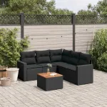 Set mobilier de grădină cu perne, 6 piese, negru, poliratan GartenMobel Dekor