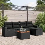 Set mobilier de grădină cu perne, 6 piese, negru, poliratan GartenMobel Dekor
