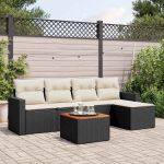 Set mobilier de grădină cu perne, 6 piese, negru, poliratan GartenMobel Dekor