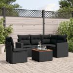Set mobilier de grădină cu perne, 6 piese, negru, poliratan GartenMobel Dekor