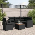 Set mobilier de grădină cu perne, 6 piese, negru, poliratan GartenMobel Dekor