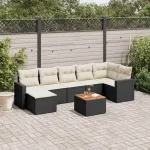 Set mobilier de grădină cu perne, 8 piese, negru, poliratan GartenMobel Dekor