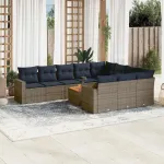 Set canapele de grădină cu perne, 11 piese, gri, poliratan GartenMobel Dekor