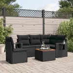 Set mobilier de grădină cu perne, 6 piese, negru, poliratan GartenMobel Dekor