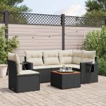 Set mobilier de grădină cu perne, 6 piese, negru, poliratan GartenMobel Dekor