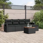 Set mobilier de grădină cu perne, 6 piese, negru, poliratan GartenMobel Dekor
