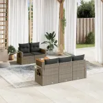 Set mobilier grădină cu perne, 6 piese, gri, poliratan GartenMobel Dekor