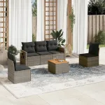 Set mobilier grădină cu perne, 6 piese, gri, poliratan GartenMobel Dekor