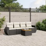 Set mobilier de grădină cu perne, 5 piese, negru, poliratan GartenMobel Dekor