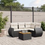 Set mobilier de grădină cu perne, 5 piese, negru, poliratan GartenMobel Dekor