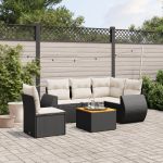 Set mobilier de grădină cu perne, 6 piese, negru, poliratan GartenMobel Dekor
