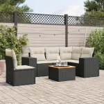 Set mobilier de grădină cu perne, 6 piese, negru, poliratan GartenMobel Dekor
