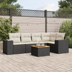Set mobilier de grădină cu perne, 6 piese, negru, poliratan GartenMobel Dekor