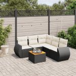 Set mobilier de grădină cu perne, 6 piese, negru, poliratan GartenMobel Dekor