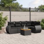 Set mobilier de grădină cu perne, 6 piese, negru, poliratan GartenMobel Dekor