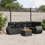 Set mobilier de grădină cu perne, 6 piese, negru, poliratan GartenMobel Dekor