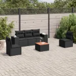 Set mobilier de grădină cu perne, 6 piese, negru, poliratan GartenMobel Dekor