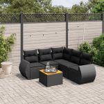 Set mobilier de grădină cu perne, 6 piese, negru, poliratan GartenMobel Dekor
