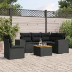 Set mobilier de grădină cu perne, 6 piese, negru, poliratan GartenMobel Dekor