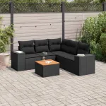 Set mobilier de grădină cu perne, 6 piese, negru, poliratan GartenMobel Dekor
