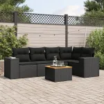 Set mobilier de grădină cu perne, 6 piese, negru, poliratan GartenMobel Dekor