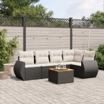 Set mobilier de grădină cu perne, 6 piese, negru, poliratan GartenMobel Dekor