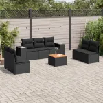 Set mobilier de grădină cu perne, 8 piese, negru, poliratan GartenMobel Dekor