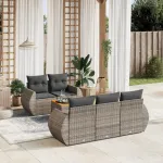 Set mobilier grădină cu perne, 6 piese, gri, poliratan GartenMobel Dekor