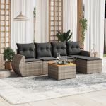 Set mobilier grădină cu perne, 6 piese, gri, poliratan GartenMobel Dekor
