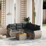 Set mobilier grădină cu perne, 6 piese, gri, poliratan GartenMobel Dekor