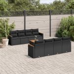 Set mobilier de grădină cu perne, 9 piese, negru, poliratan GartenMobel Dekor