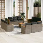 Set mobilier de grădină cu perne, 13 piese, gri, poliratan GartenMobel Dekor