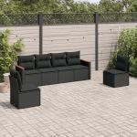 Set mobilier de grădină cu perne, 6 piese, negru, poliratan GartenMobel Dekor