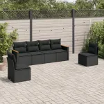 Set mobilier de grădină cu perne, 6 piese, negru, poliratan GartenMobel Dekor