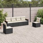 Set mobilier de grădină cu perne, 6 piese, negru, poliratan GartenMobel Dekor