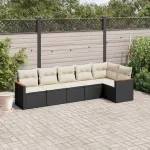 Set mobilier de grădină cu perne, 6 piese, negru, poliratan GartenMobel Dekor