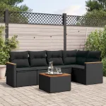 Set mobilier de grădină cu perne, 6 piese, negru, poliratan GartenMobel Dekor