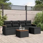 Set mobilier de grădină cu perne, 6 piese, negru, poliratan GartenMobel Dekor