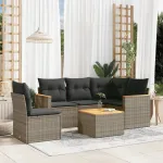 Set mobilier grădină cu perne, 6 piese, gri, poliratan GartenMobel Dekor