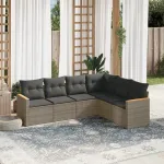 Set mobilier grădină cu perne, 6 piese, gri, poliratan GartenMobel Dekor