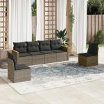 Set mobilier grădină cu perne, 6 piese, gri, poliratan GartenMobel Dekor