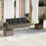 Set mobilier grădină cu perne, 6 piese, gri, poliratan GartenMobel Dekor