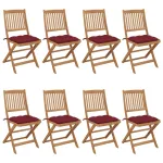 Scaune de grădină pliabile cu perne, 8 buc., lemn masiv acacia GartenMobel Dekor