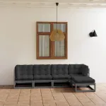 Set mobilier de grădină cu perne, 5 piese, lemn masiv de pin GartenMobel Dekor