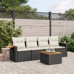 Set mobilier de grădină cu perne, 5 piese, negru, poliratan GartenMobel Dekor