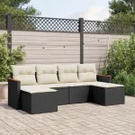 Set mobilier de grădină cu perne, 6 piese, negru, poliratan GartenMobel Dekor