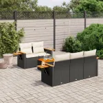 Set mobilier de grădină cu perne, 6 piese, negru, poliratan GartenMobel Dekor