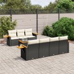 Set mobilier de grădină cu perne, 8 piese, negru, poliratan GartenMobel Dekor